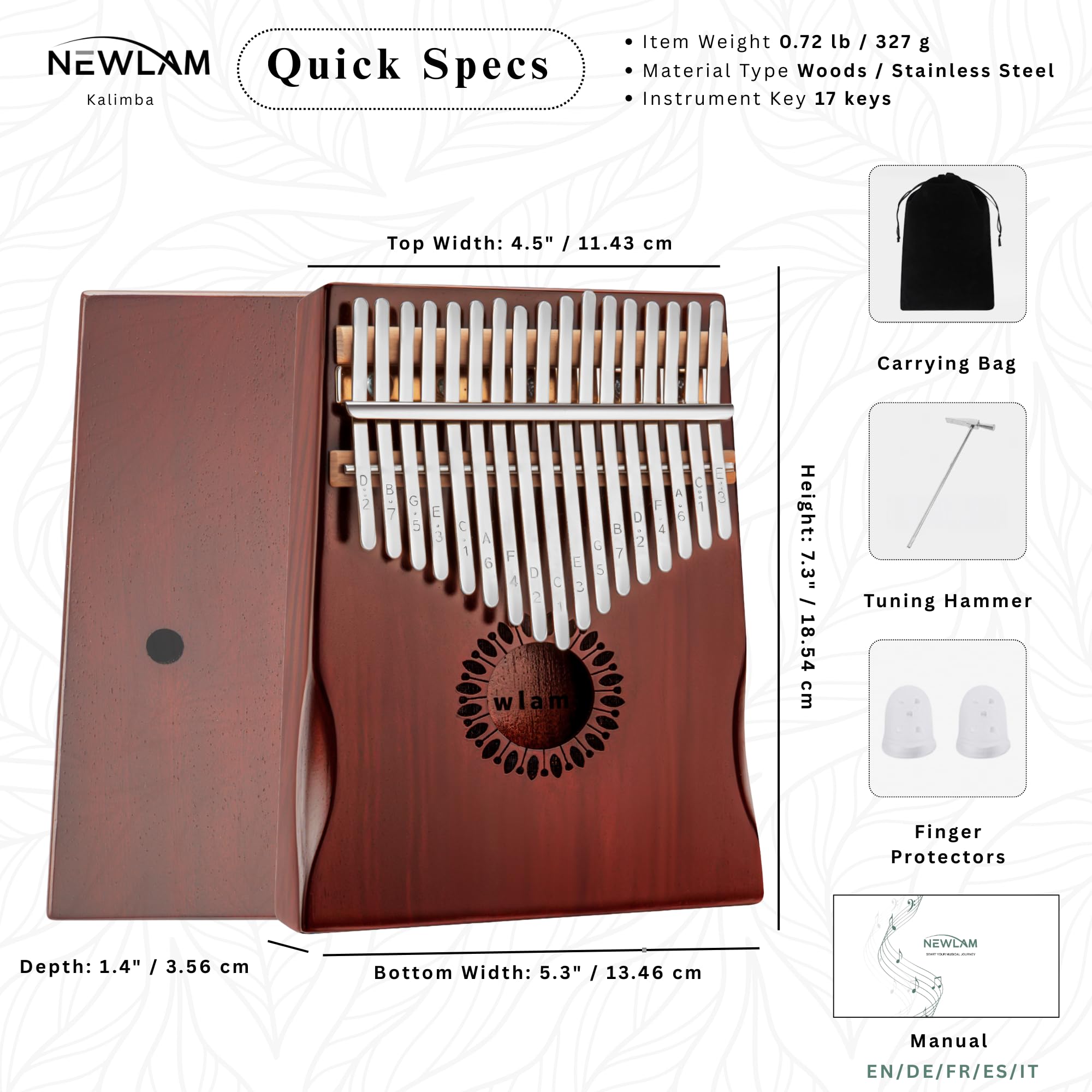 Newlam Kalimba Thumb Piano 17 Keys, Musical Gift for Kids and Adults