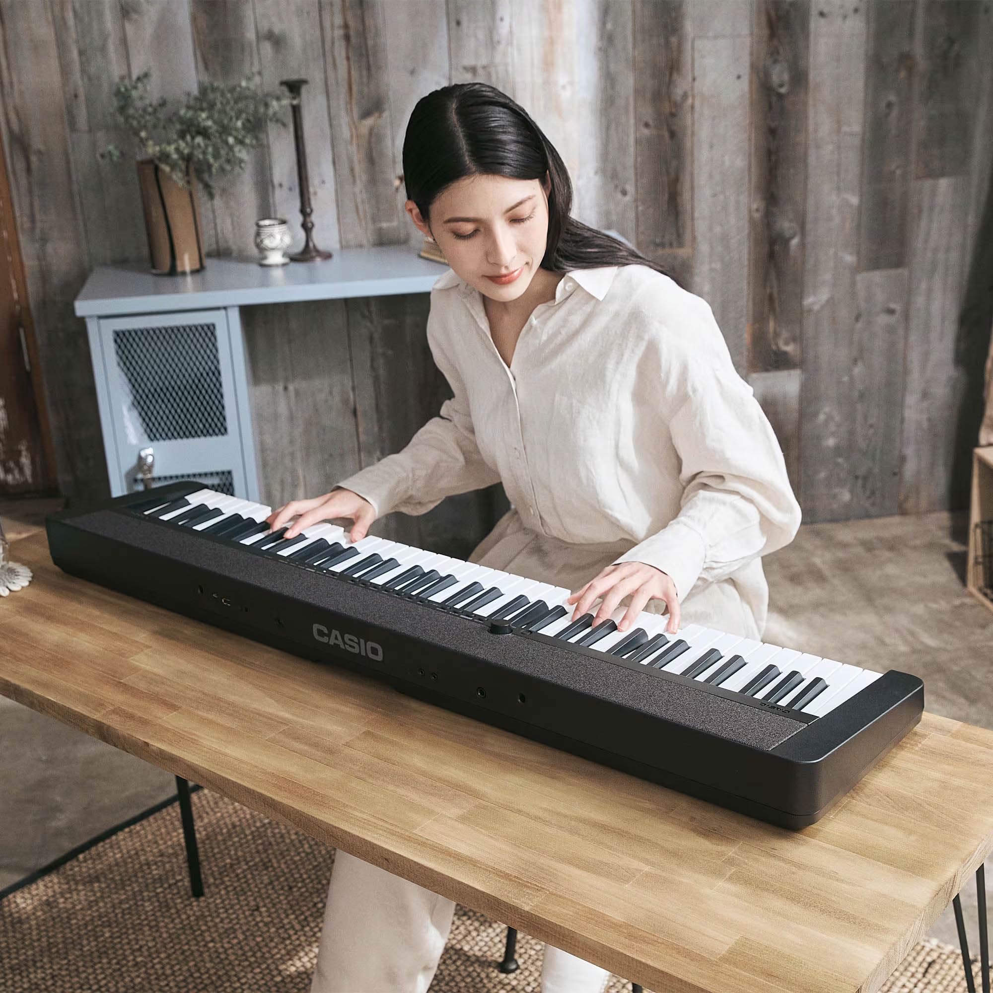 Casio CT-S1 Casiotone 61-Key Portable Keyboard - Black Bundle with Adjustable Stand, Bench, Headphones, Sustain Pedal, Instructional Book, Instructional DVD, and Austin Bazaar Polishing Cloth