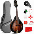 Vangoa Mandolin Instrument A Style, Acoustic Mandolin Musical Instrument Solid Spruce Top 8 String for Beginners, Adults, Teens, Dark Brown