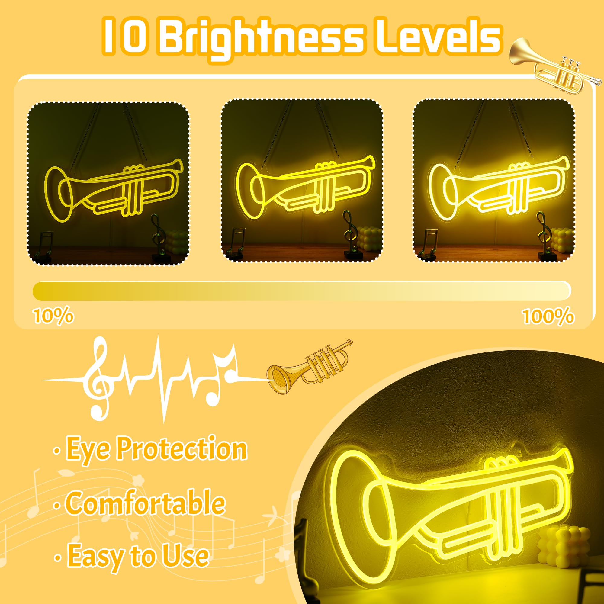 CoolGift Mart Acoustic Guitar Neon Light, Dimmable LED Guitar Neon Wall Sign USB Powered, Decorations for Bedroom Living Room Man Cave Music Studio, Gift for Guitar Players Guitarists Music Lovers