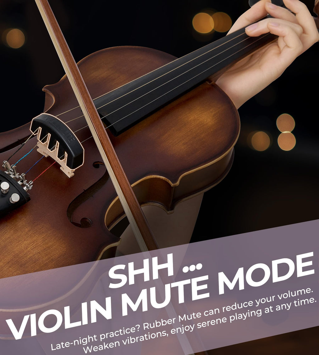 Vangoa Violin 4/4 Full Size Set, Varnish Fiddle Solid Wood for Professional Adults Senior Intermediate Beginners Student Starter Acoustic Violins Kit Outfit with Ebony Fitted, Hard Case, Right Handed