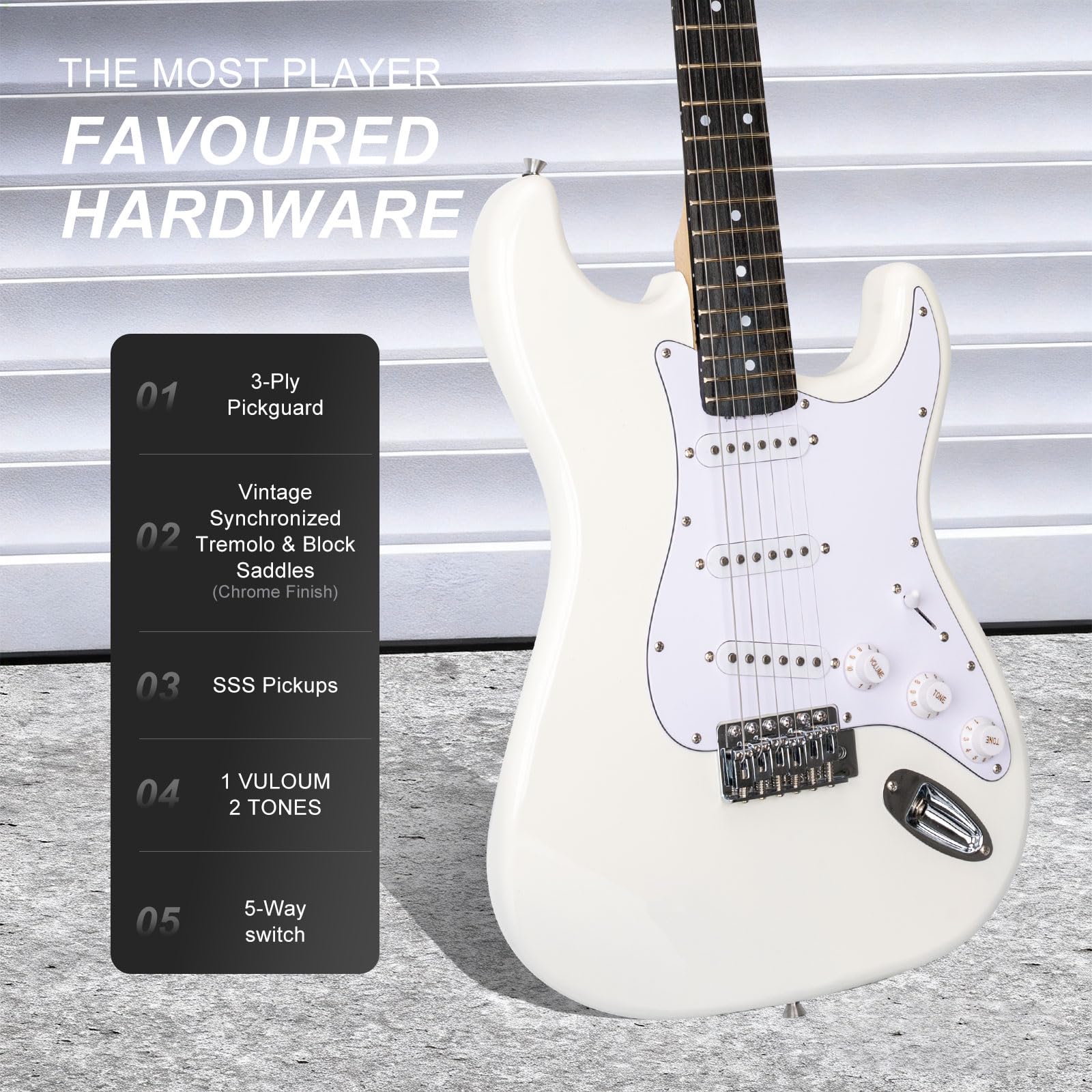 39 Inches Full Size Electric Guitar Beginner Electric Guitar Kits with 10W Amp Classic SSS Pickup Complete with Gig Bag Tuner Capo Strap Picks Guitar String Winders Black