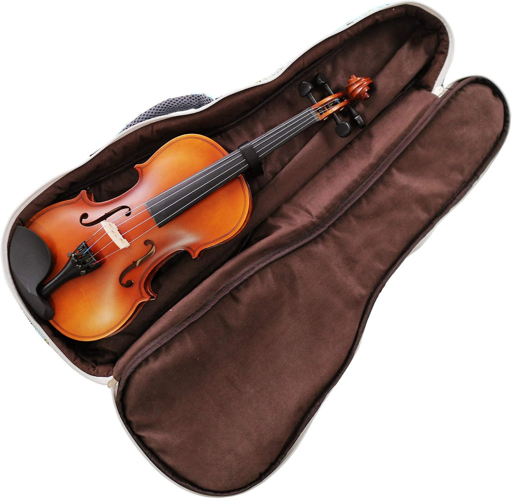 MUSIC FIRST Original Design 15mm Padded Cartoon Panda Violin bag, 1/4 1/2 Soft Violin Case, Violin Travel Bag, Violin Backpack Notice: Fit for 1/2 and 1/4 Size Violin, Max bow length 62cm (24.4 inch)