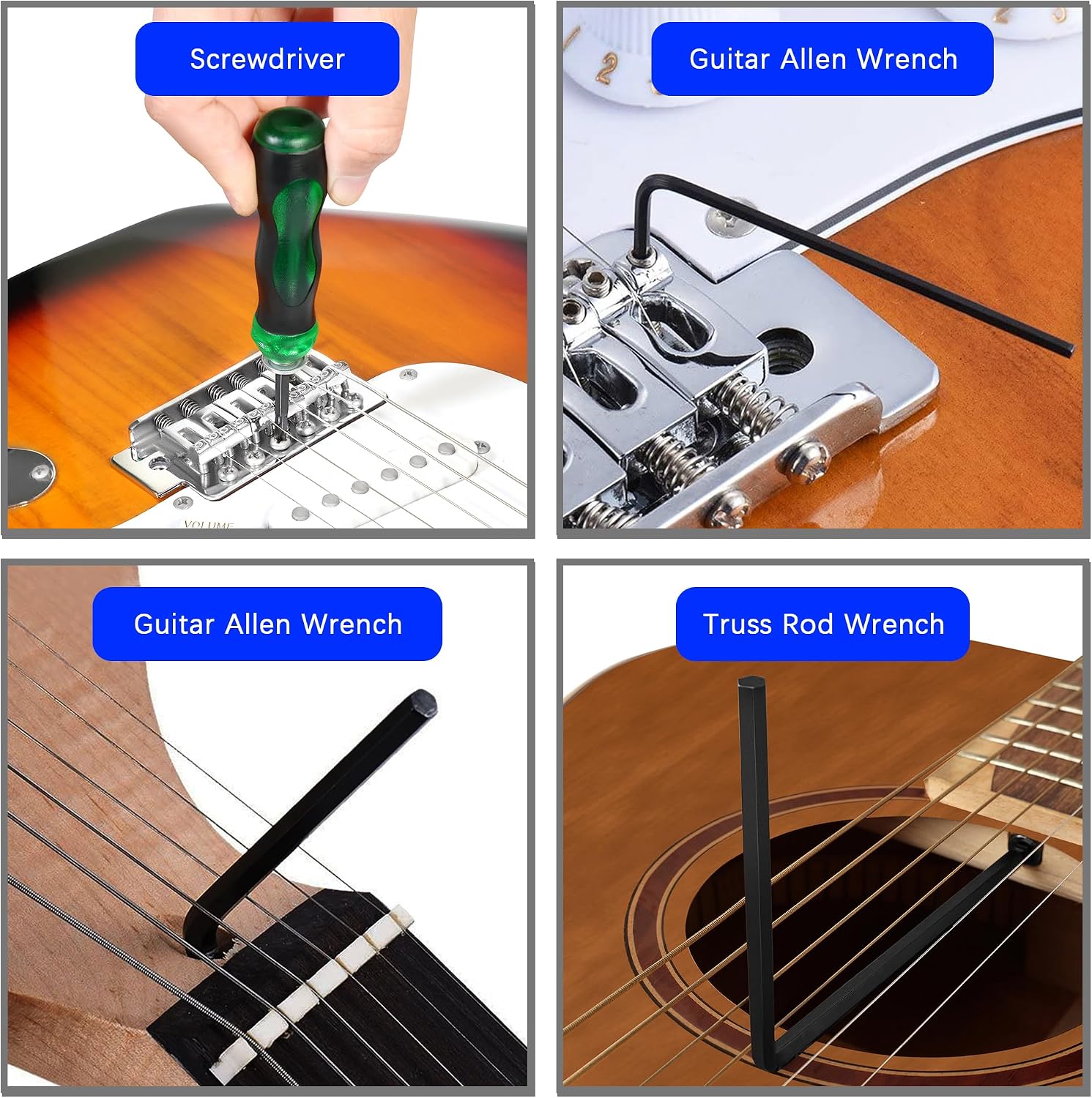Guitar Setup Tool Kit with Carry Bag for Bass Ukulele Banjo | Guitar Repairing Maintenance Set Up Kit with Measuring Ruler Gauges Files Wrenches for Luthiers Beginners Music Enthusiasts