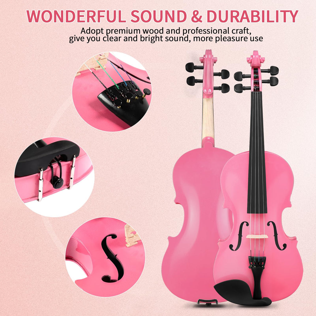 Ktaxon Violin for Beginners Students, Acoustic Violins 4/4, Full Size Fiddle Kit with Case, Bow, Rosin, Adult Teens Learners Age 11+ (Natural)