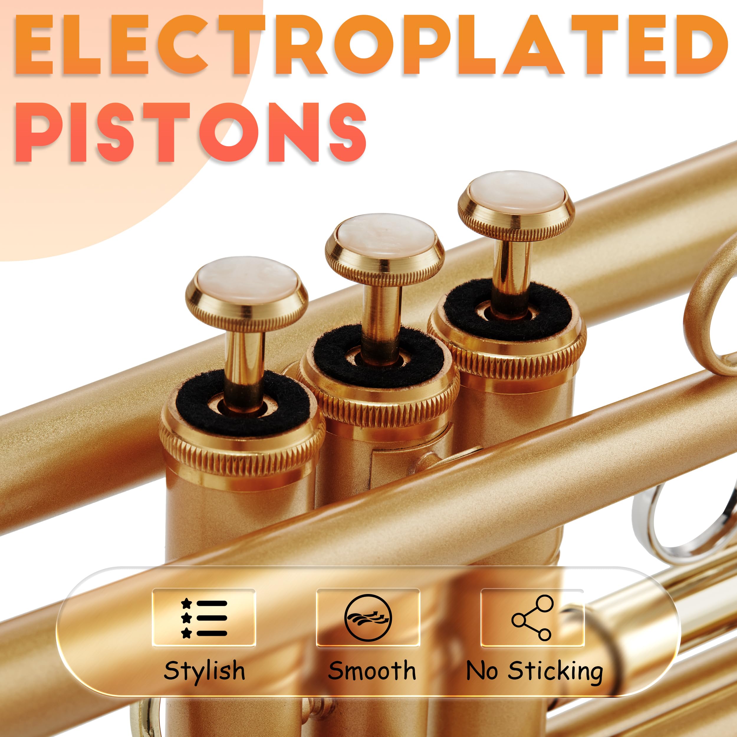 AKLOT Hand-Hammered Bell Bb Trumpet: Smooth Valve Action, Clear-Lacquered Brass Body, Standard Trumpet Beginner Set with Leather Case, Lesson Book, Trumpet Mute, Mouthpiece, Cleaning Kit (SNR-BrzED)