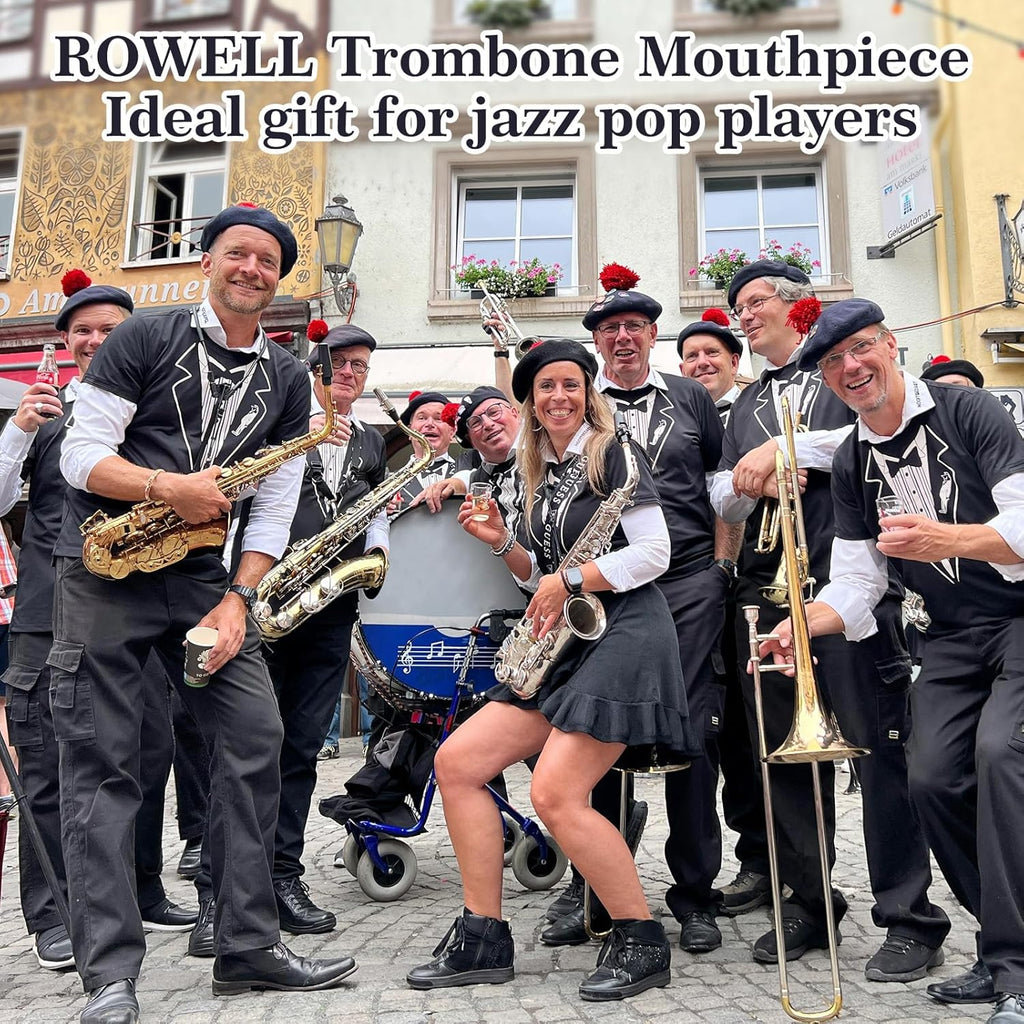 ROWELL 51D Silver Trombone Mouthpiece - Brass, Compatible with Beginners and Professionals, Modern Style, B Flat Instrument