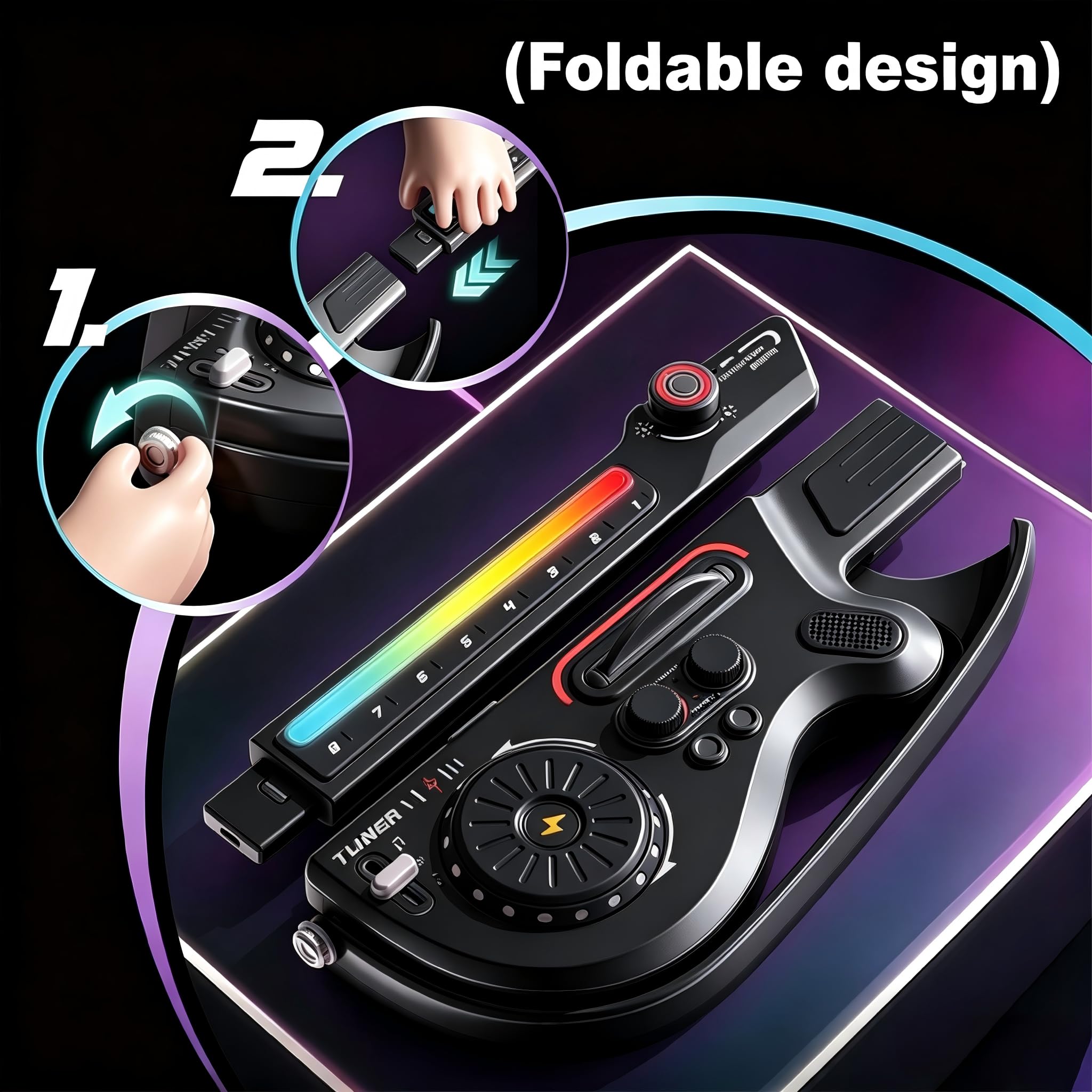 Kids Electric Stringless Musical Guitar Beginner Ages 5-9, Boy Toys Age 6-8 Gifts for 5 6 7 8 9 10 Year Old Boys Birthday Gift Ideas Cool Musical Instruments Toy Age 8-10 Years Old