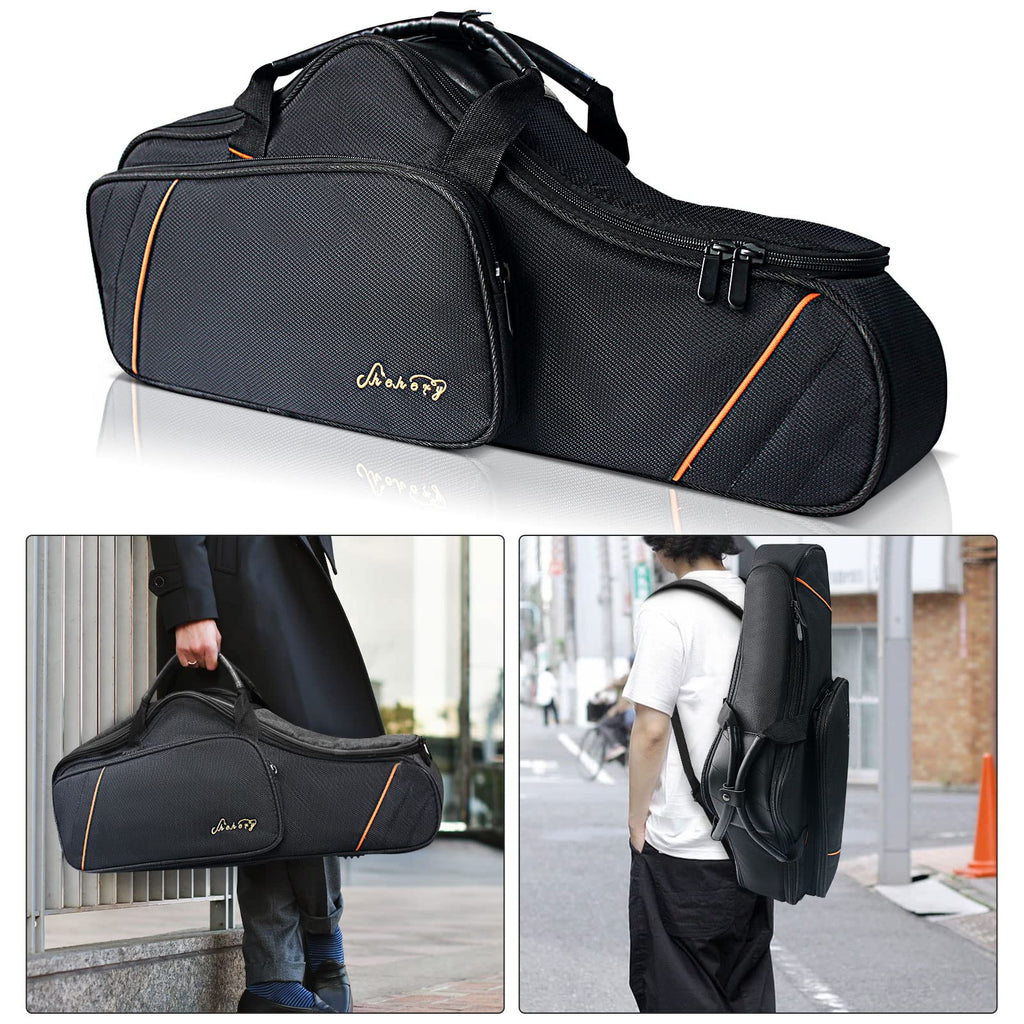 Alto Saxophone Backpack Gig Bag 20mm Padded Light Carry Bag (Black) | Shockproof Padding;Multi-Pocket Storage;Dual Carry Straps;Reinforced Stitching