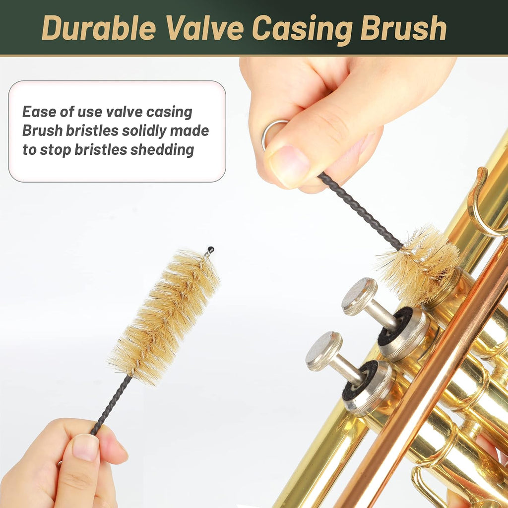 PAMPET Trumpet Care Kit, Professional Trumpet Cleaning Kit Care Your Trumpet with Valve Oil, Brass Polishing Spray, Slide Grease, Brushes