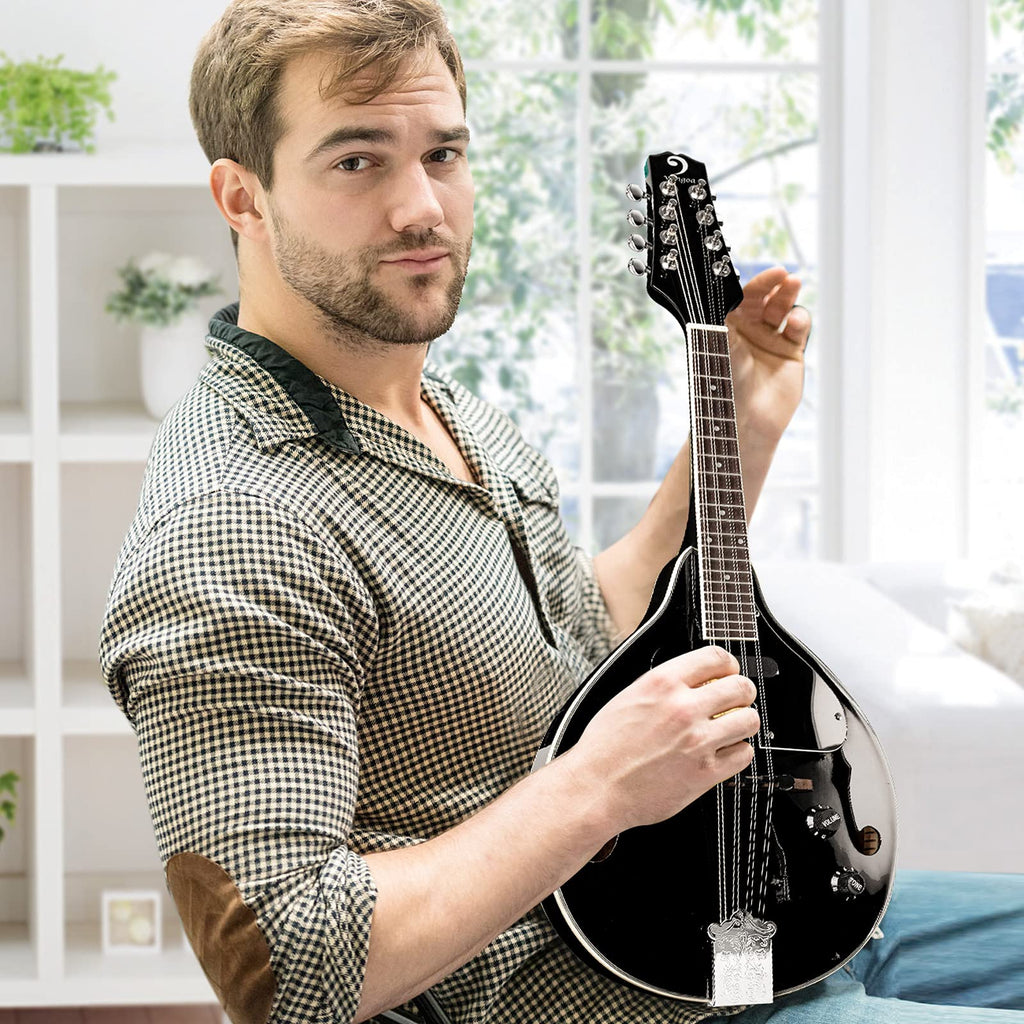 Vangoa Mandolin Musical Instrument A Style Acoustic Electric, 8 Strings Mahogany for Beginner Adults Teens, Red Burst