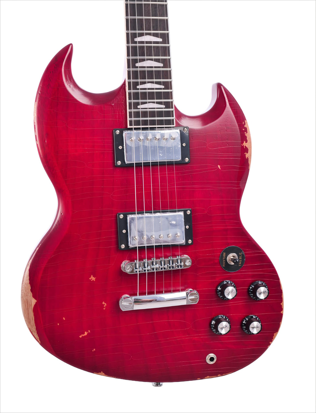 KGD Relic Electric Guitar,Solid Body Electric Guitar With Mahogany Body and Neck,Rosewood Fingerboard,Bone Nut,SG style 6-String Guitar,Professional/Electric Guitars for Adults