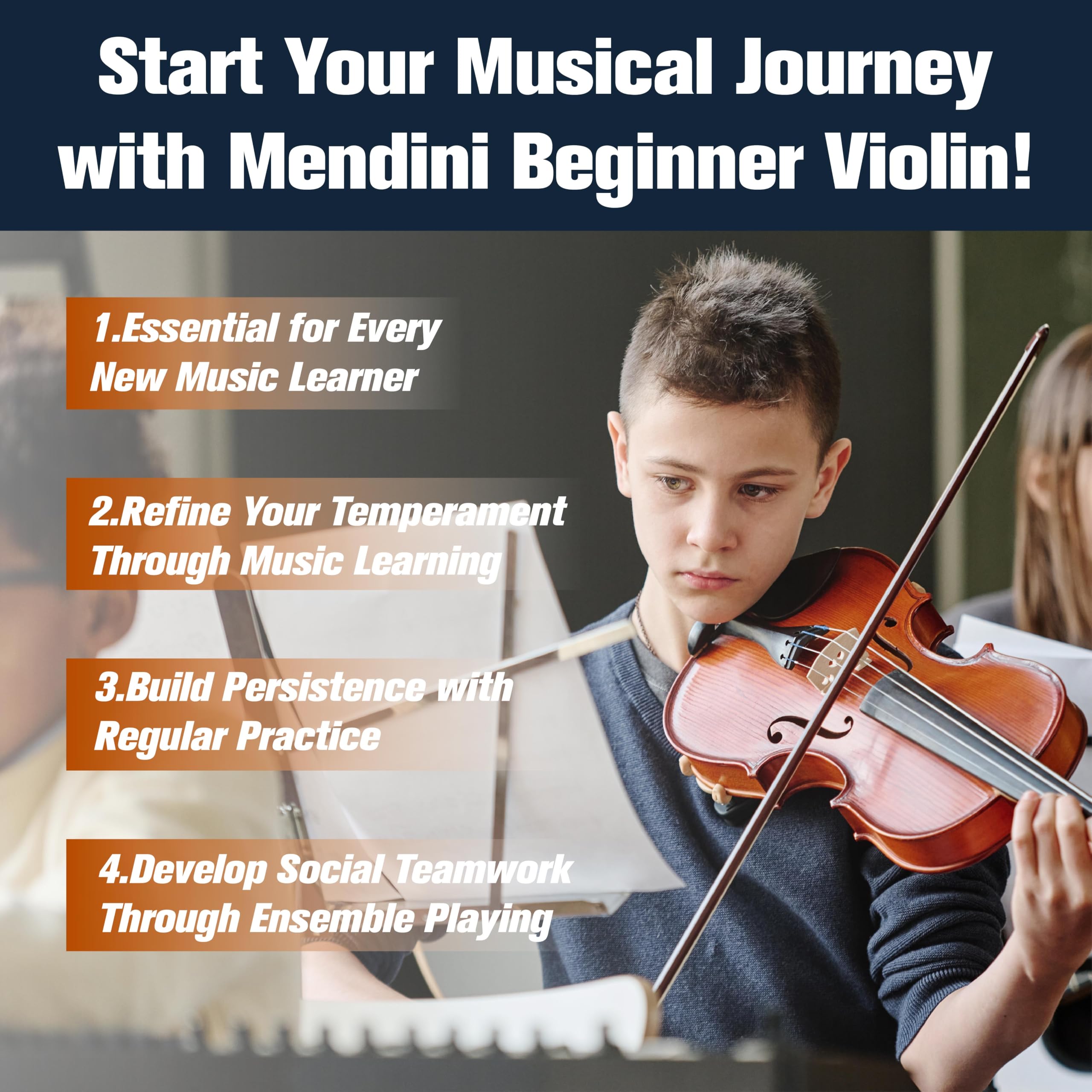 Mendini by Cecilio 14 Inch Solid Wood Viola Set for Beginners - Hand Carved Acoustic Viola Kit with Hard Case, Bow, Rosin, Bridge and Extra Strings