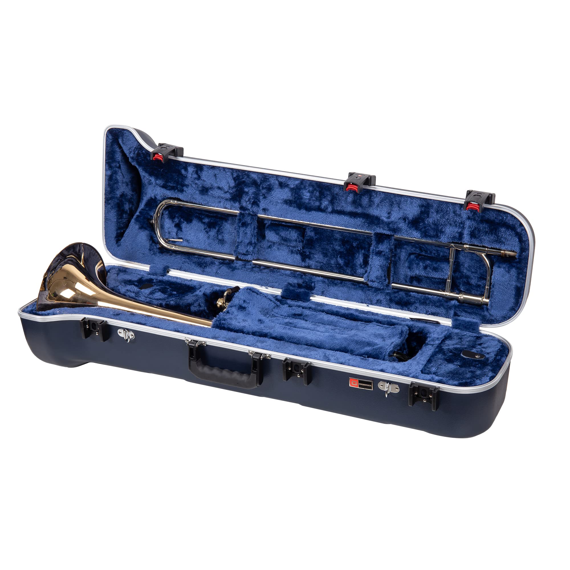 Crossrock Tenor Trombone Flight Case — Fits Bb Tenor with F-Attachment | Shockproof Design, Security Lock, Plush Interior, Single Shoulder Strap & Accessory Compartment (CRA862TBBK)