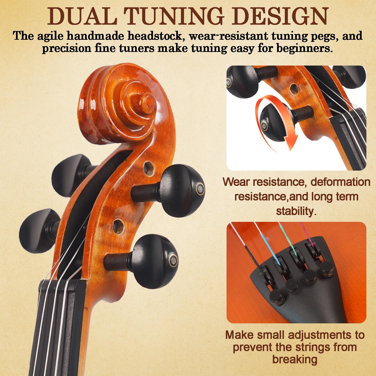 FINO 4/4 Violin Full Size Kit for Beginners (Plywood, Full) (Natural)
