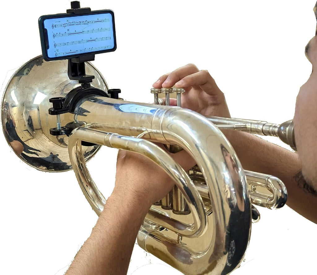 Low Brass XL Phone Lyre 2”-4” for Marching Baritone, Euphonium, Bass Trombone, and More. Brass Horn Instrument Accessory