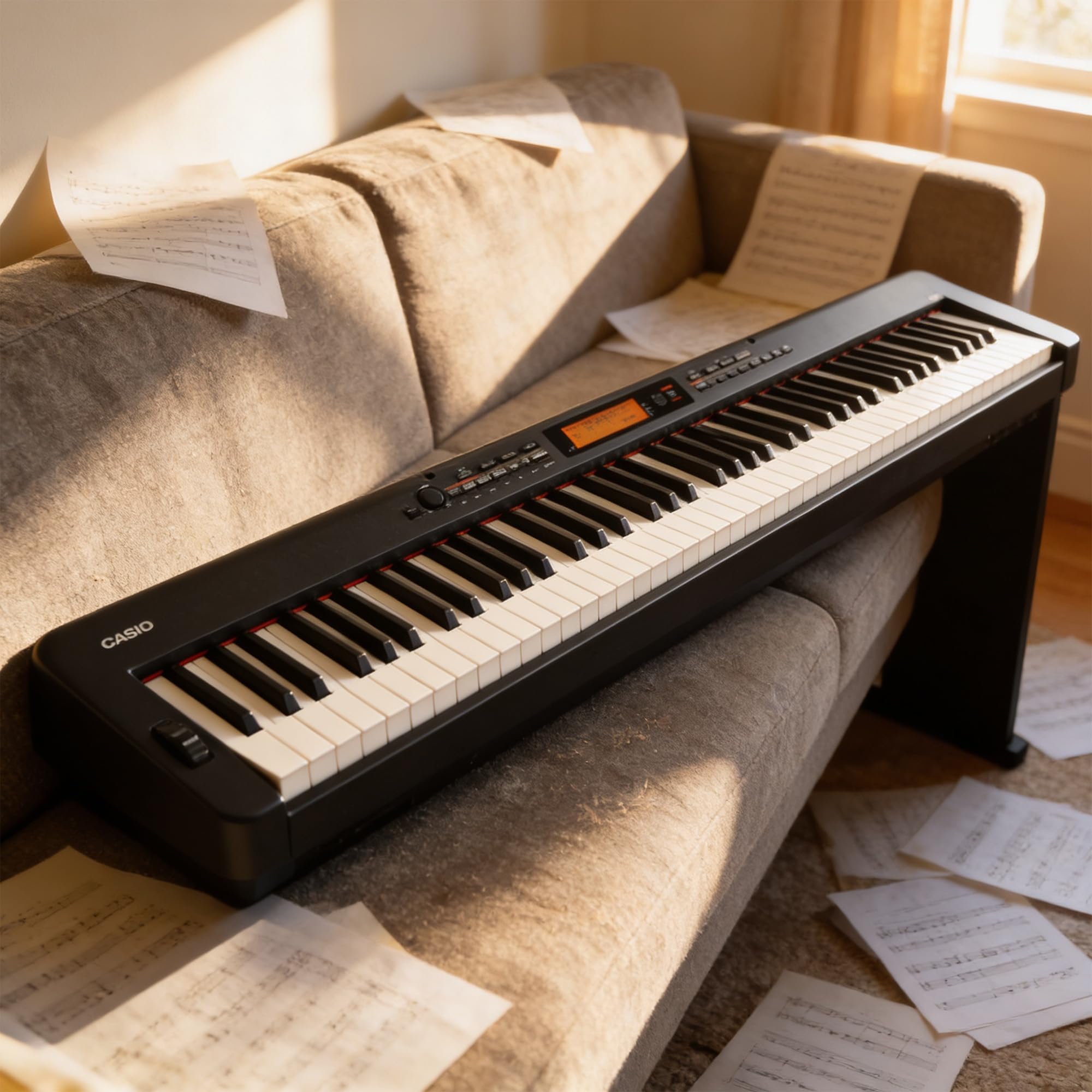 Casio CDP-S360 88-Key Compact Digital Piano - Black Bundle with CS-470P Stand, 3-Pedal System, Furniture Bench, Instructional Book, Online Lessons, Instructional DVD, and Austin Bazaar Polishing Cloth