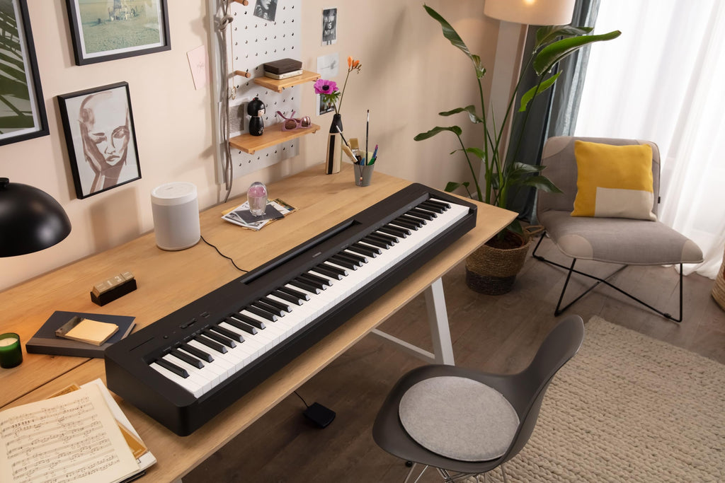 Yamaha P225 88-Key Digital Piano with Weighted Keys, Portable Design, Keyboard, Music Rest, Sustain Foot Switch, and Built-In Speakers, Black (P225B)