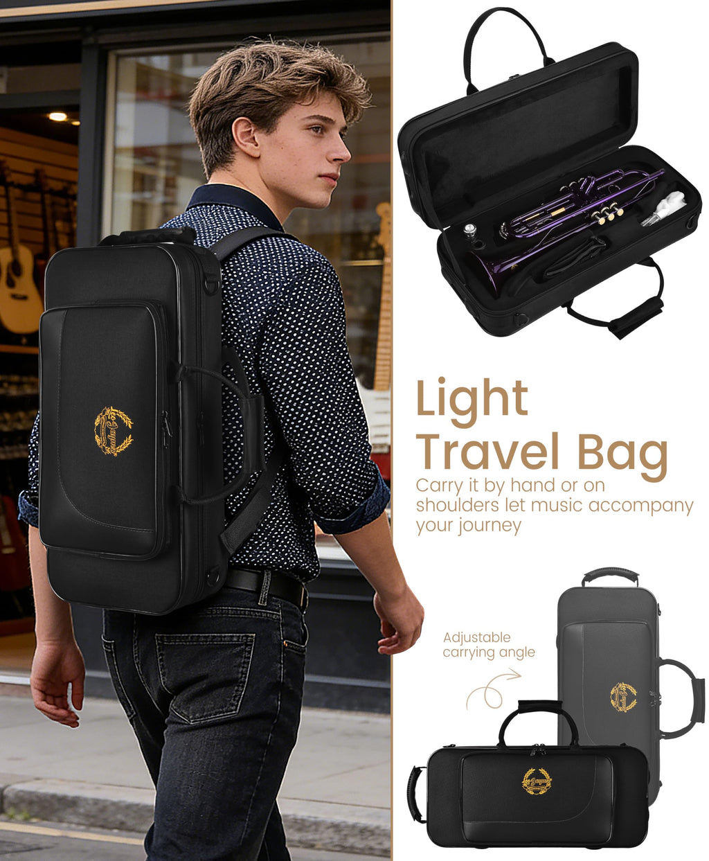 Leo Jaymz Bb Trumpet for Beginners, Brass Student Trumpet Kit with Case, 7C Mouthpiece, Cleaning Kit, Standard B Flat Instrument,Nickel