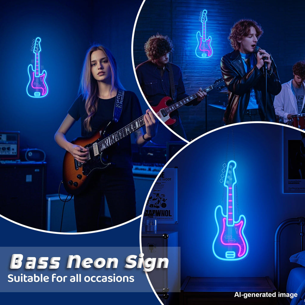 CoolGift Mart Acoustic Guitar Neon Light, Dimmable LED Guitar Neon Wall Sign USB Powered, Decorations for Bedroom Living Room Man Cave Music Studio, Gift for Guitar Players Guitarists Music Lovers