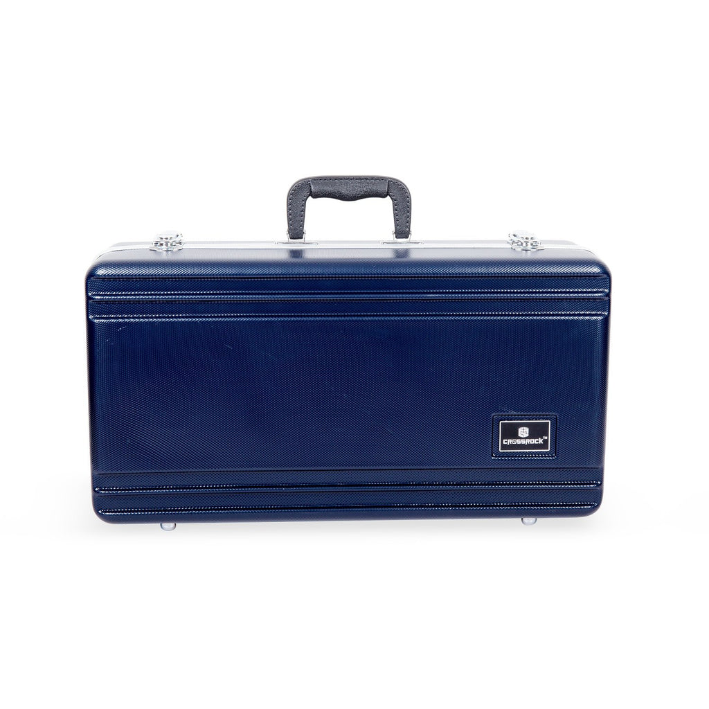 Crossrock ABS Trumpet Case for Bb Horn | Textured Blue Finish with Velvet Interior, Security Lock, Metal Feet & Detachable Strap (CRA862TRBL)