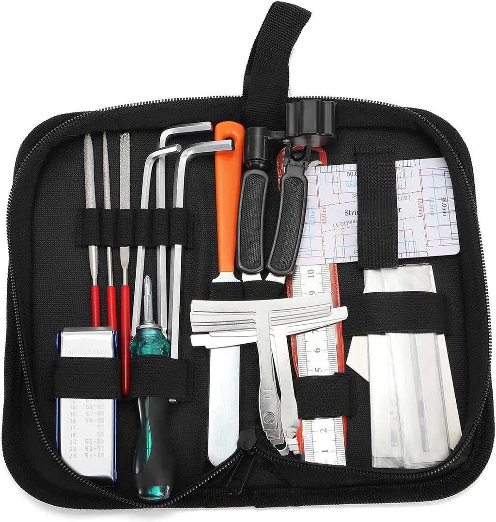 SOUJOY 26Pcs Guitar Tools for Set Up, Repair & Maintenance Kit with Carry Bag, Luthier Tools, Guitar Winder, Setup Kit for Guitar, Ukulele, Bass, Mandolin, Banjo