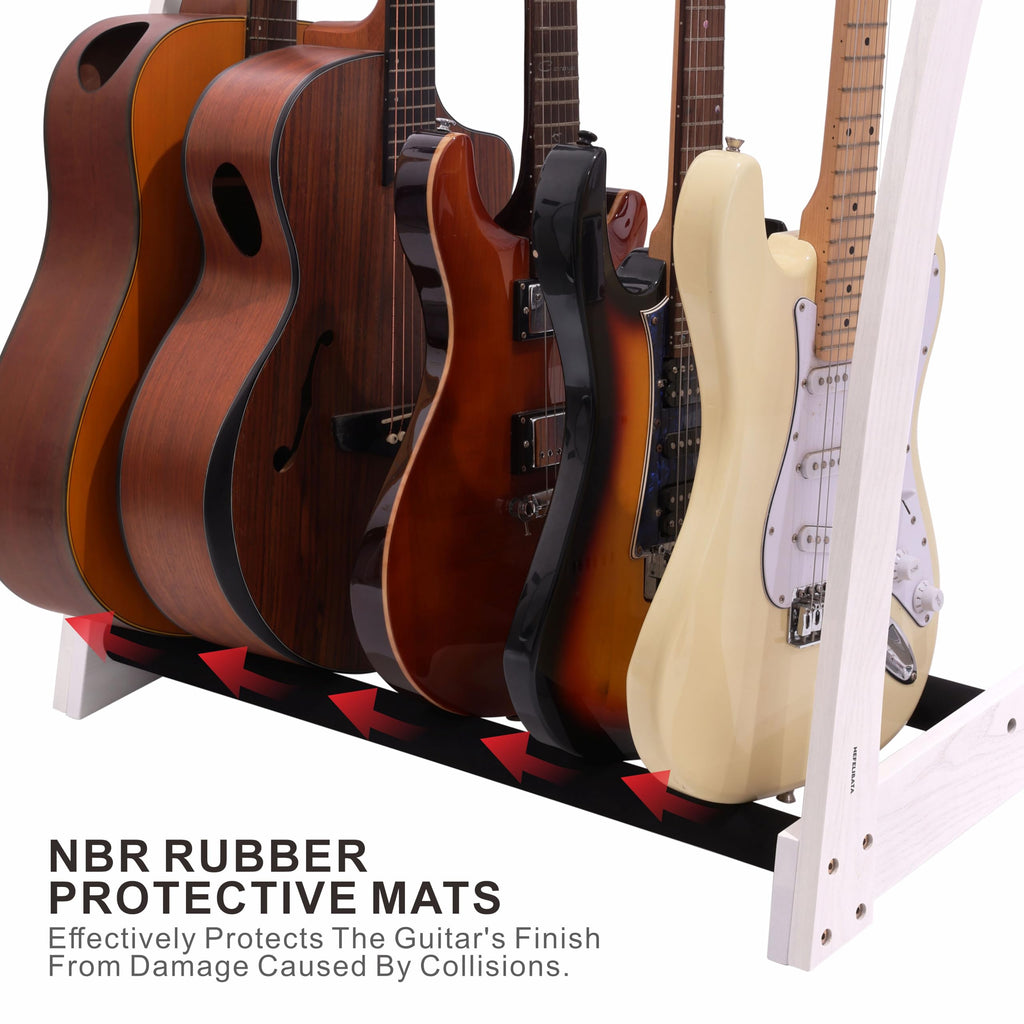 Nefelibata Guitar Stands 5 Wooden Guitar Rack Floor for Guitars and Cases, Electric, Acoustic, Bass Guitars, Cellos, German Ash