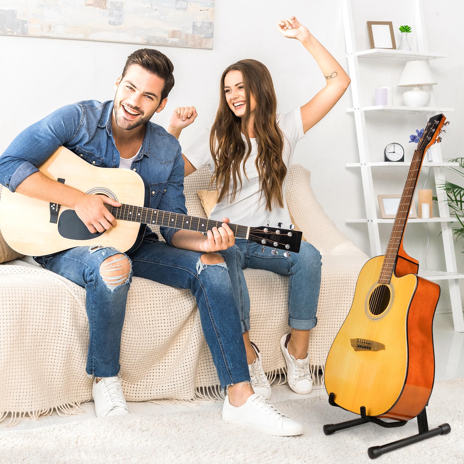 MUSO Cello Stand with Bow Holder,A-Frame Floor Stand with Padded Foam, Handcrafted Cello Rack Fits 1/2, 3/4, 7/8, 4/4 Full-Size and Guitar, Instrument Holder for Home and Studio Display