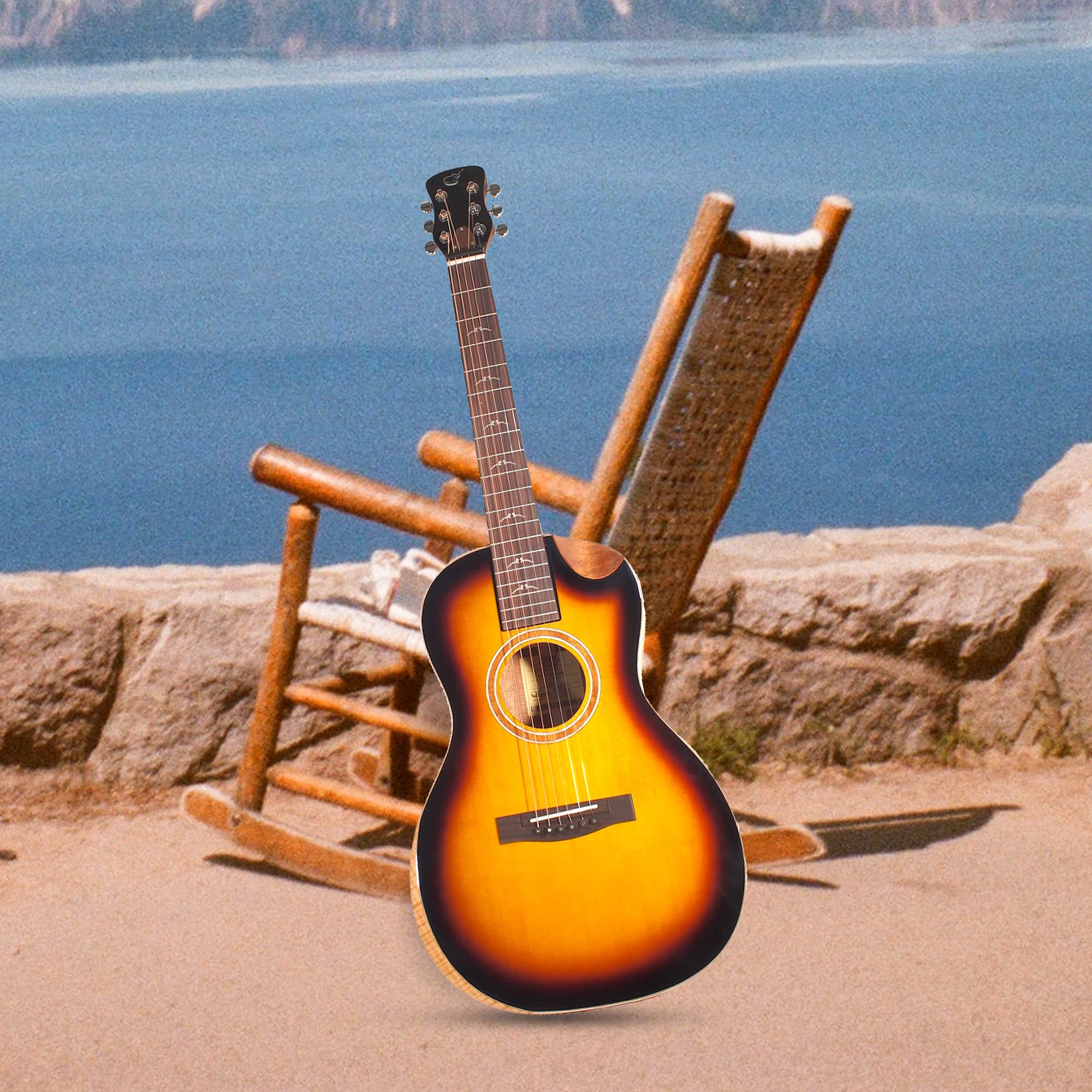 Journey Instruments Solid Sitka Acoustic Collapsible Travel Guitar PJ410N | Traveling Acoustic Guitar with Collapsible Patented System, Portable Backpack Case (African Mahogany)