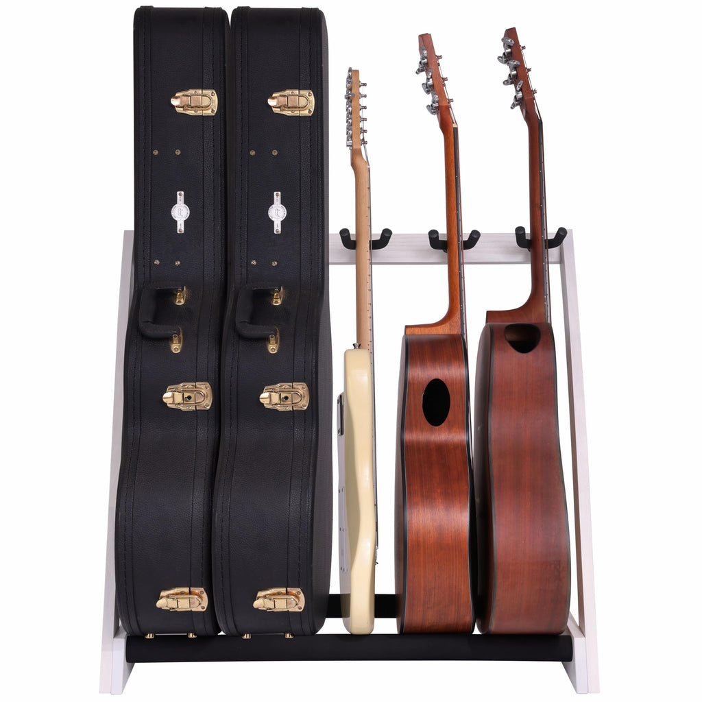 Nefelibata Guitar Stands 5 Wooden Guitar Rack Floor for Guitars and Cases, Electric, Acoustic, Bass Guitars, Cellos, German Ash