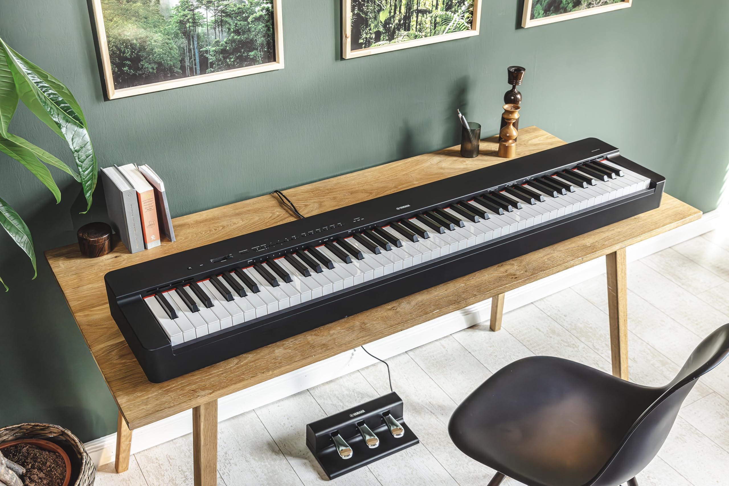Yamaha P225 88-Key Digital Piano with Weighted Keys, Portable Design, Keyboard, Music Rest, Sustain Foot Switch, and Built-In Speakers, Black (P225B)