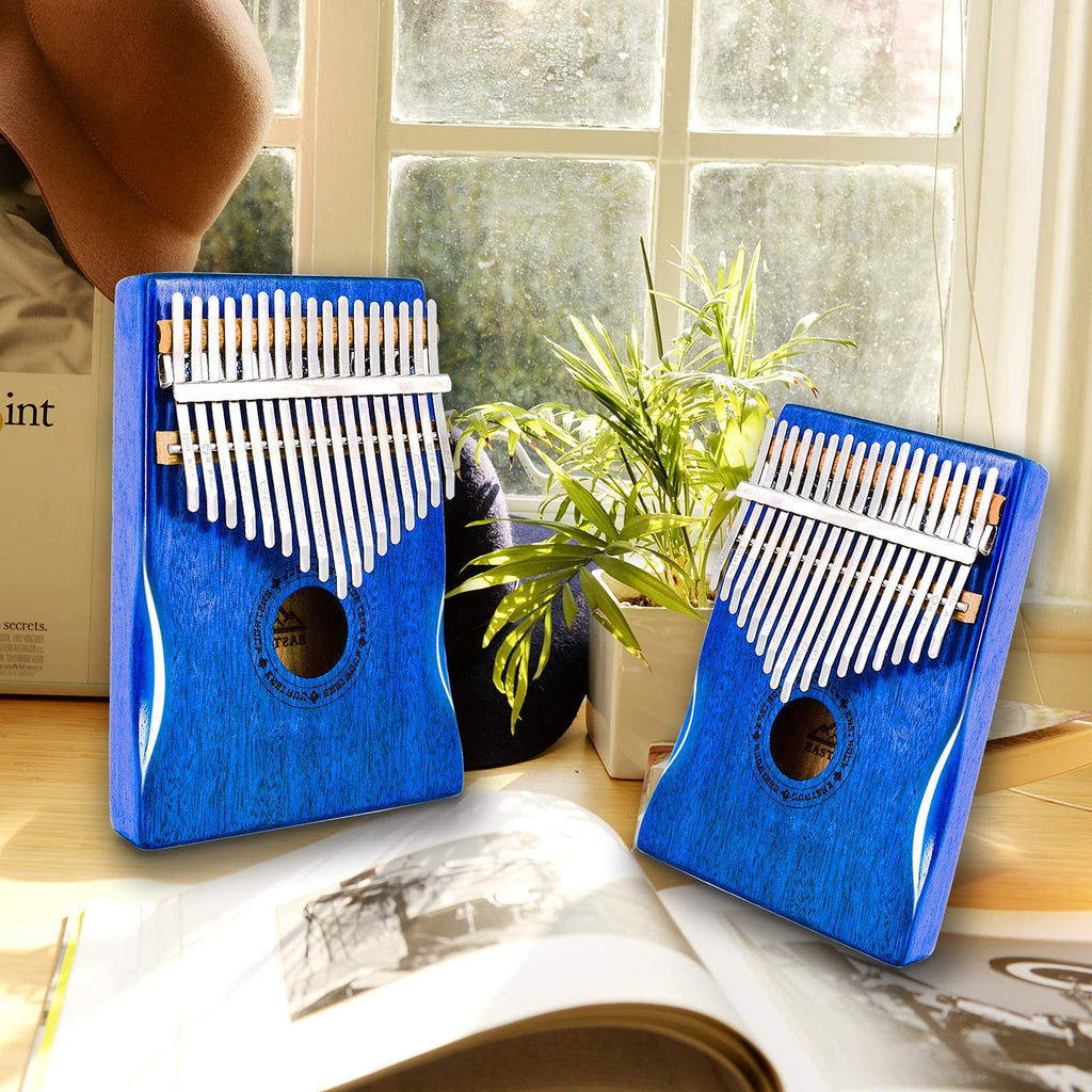 EASTROCK 17 Key Electric Kalimba Thumb Piano Built-in Pickup Professional Electric Kalimba Finger Piano for Kid Adults Beginners Professional (Mahogany Hand Rest EQ)