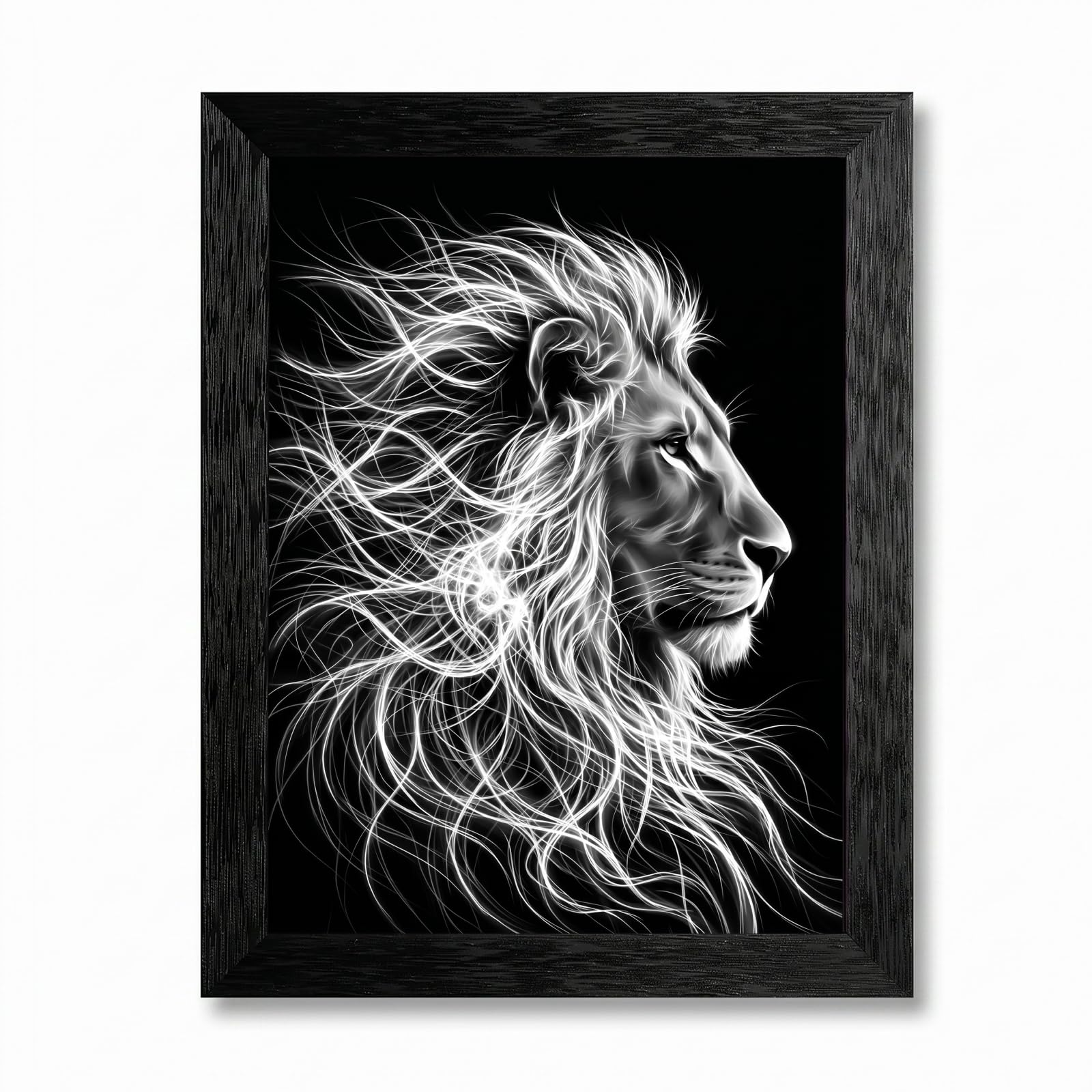Framed Canvas Wall Art Minimalist Abstract Cello Musical Instrument Electric White Glowing Lines on Black Canvas Print Poster Black Frame Wall Decor for Music Room Studio Modern Art, Inch 24x36