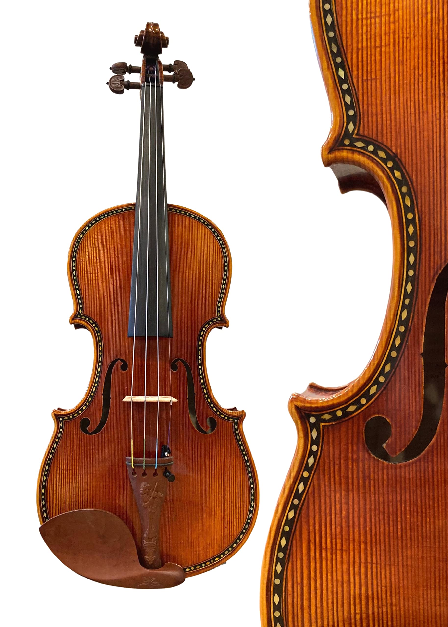 Violin with Dominant strings – Model 601F – Double Purfling with Dot-and-Diamond Inlay