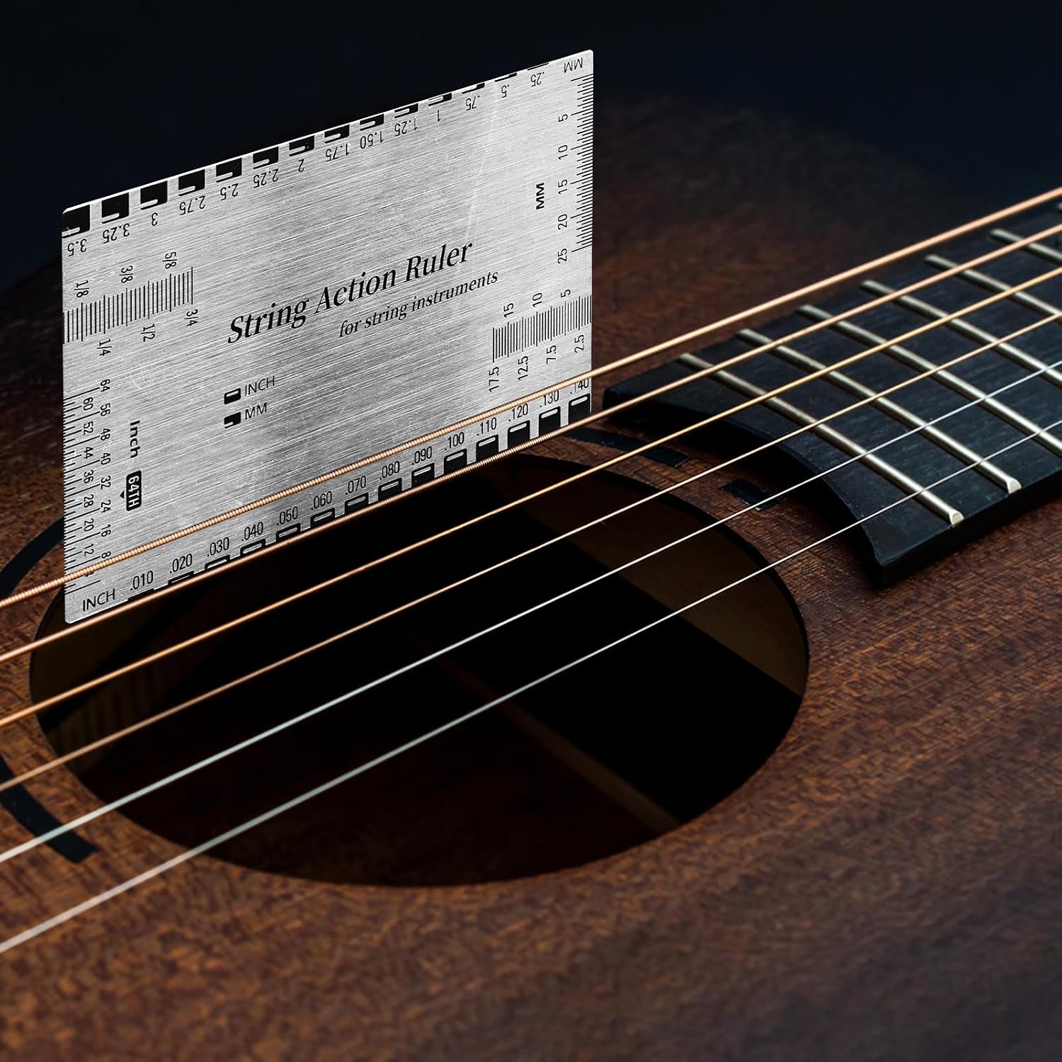Guitar Action Gauge Ruler,Stainless Steel String Action Ruler for Guitar Repairing Luthier Action Gauge