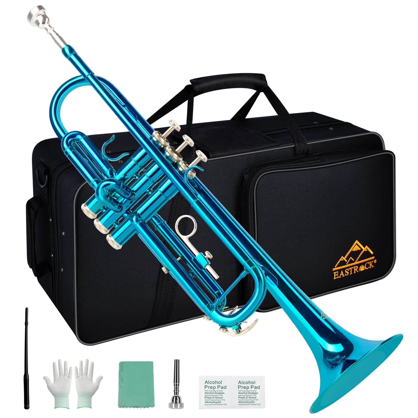 EASTROCK Bb Trumpet Standard Trumpet Set with Carrying Case,Gloves, 7C Mouthpiece, Cleaning Kit, Tuning Rod (Red Antique)