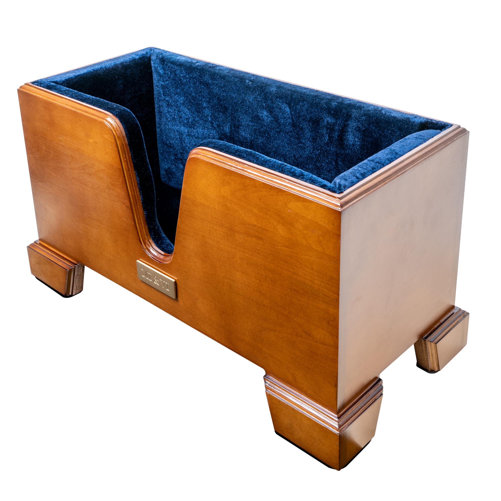 MI&VI Classic Wooden Cello Box Stand 4/4 Full Size - Burgundy Red Velvet Plush Cushion Wood Cello Stand with Bow Storage Holder Slot Included