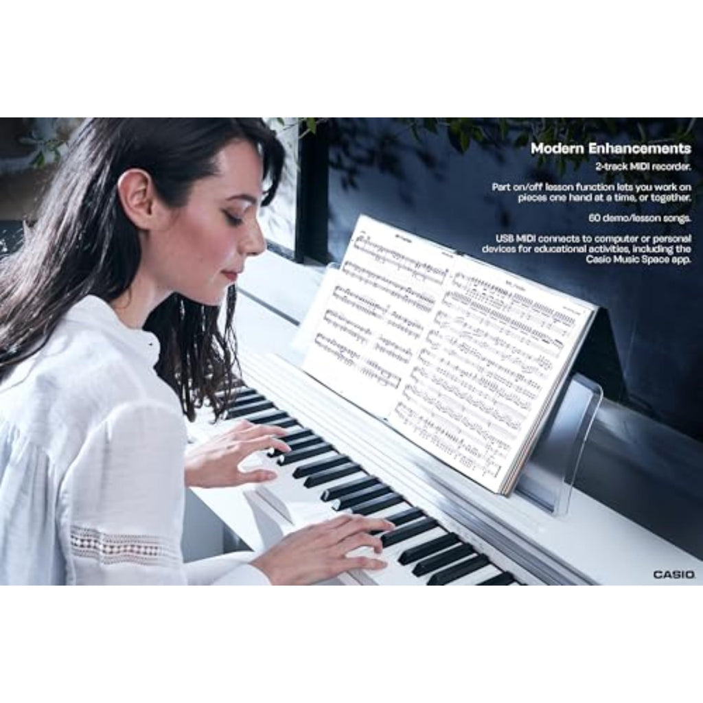 Casio Privia PX-770 – 88-Key Weighted Console Digital Piano | Tri-Sensor II Scaled Hammer Action Keys | AiR Sound Source, 19 Tones, Concert Play, 16W Stereo Speakers, USB-MIDI | Elegant White Cabinet