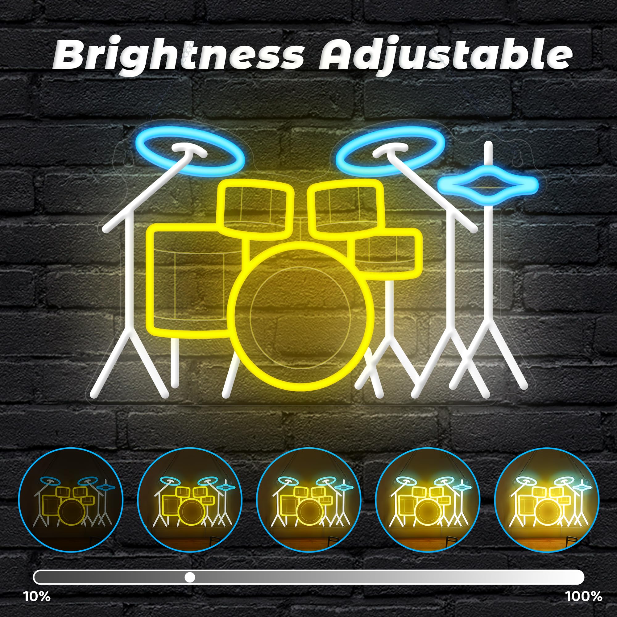 CoolGift Mart Acoustic Guitar Neon Light, Dimmable LED Guitar Neon Wall Sign USB Powered, Decorations for Bedroom Living Room Man Cave Music Studio, Gift for Guitar Players Guitarists Music Lovers