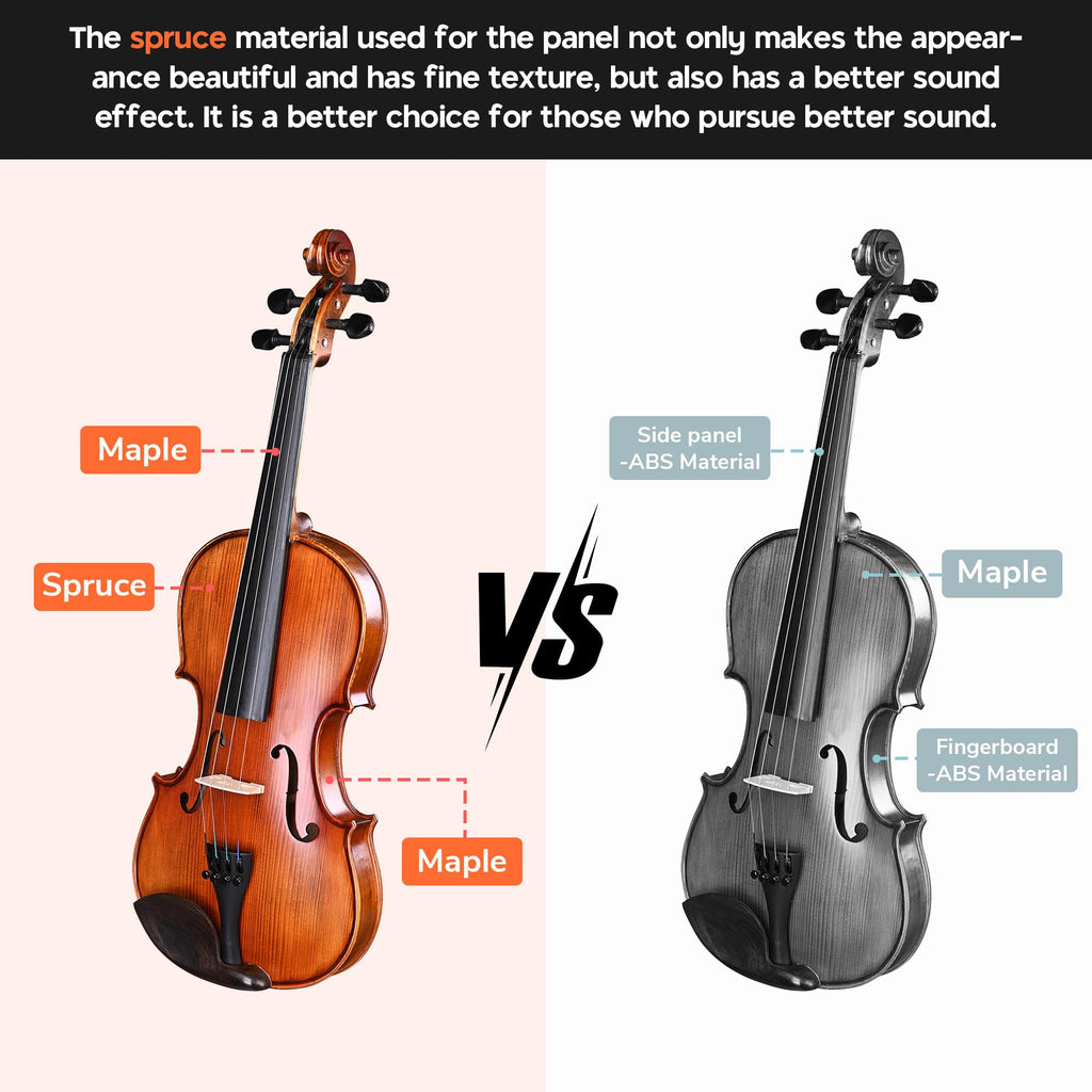 AW Solid Wood Violin 4/4 Full Set Fiddle Beginner Violin Full Size Stradivari Copy Style with Carry Case Bow Rosin Shoulder Rest for Student Adults Starter Kit