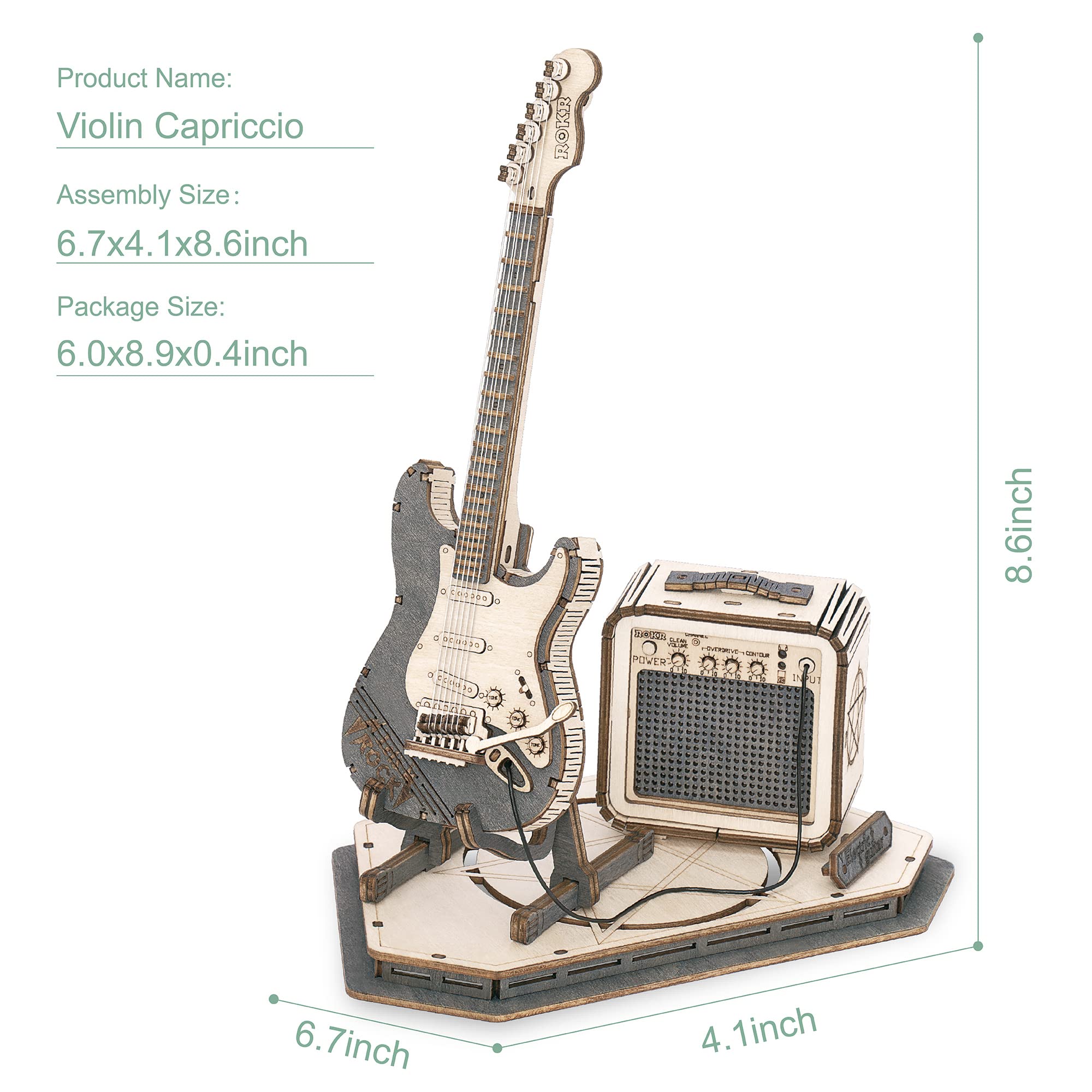 ROKR Wooden 3D Puzzles for Adults Violin, Musical Instrument Model Kit 3D Puzzles to Build, Desk Decor/DIY Hobbies/Gifts for Family and Friends (Violin)