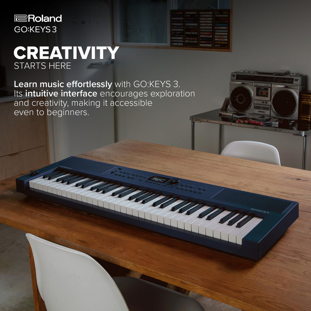 Roland GO:KEYS 3 Music Creation Keyboard | 61-Note Keyboard | Built-In Stereo Speakers | Bluetooth Audio/MIDI Support for Music Streaming - Dark Red