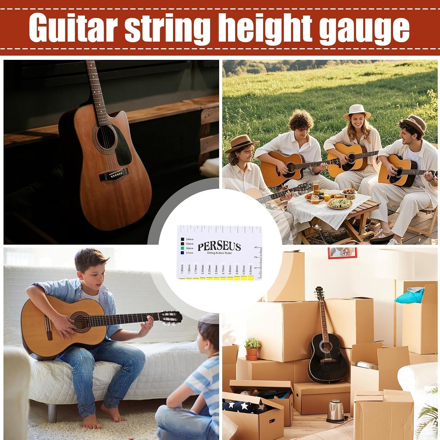 Guitar String Action Gauge - Professional Lightweight Multifunctional Measuring Gauge - Height Ruler for Guitar Strings | for Measuring Leveling Setup Maintenance Repair
