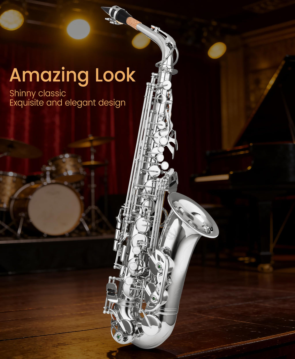 Leo Jaymz Eb Alto Saxophone - One-Piece Body & Neck Construction, H68 Brass, with Thickened Travel Bag - Complete Beginner to Professional Kit (Gold)