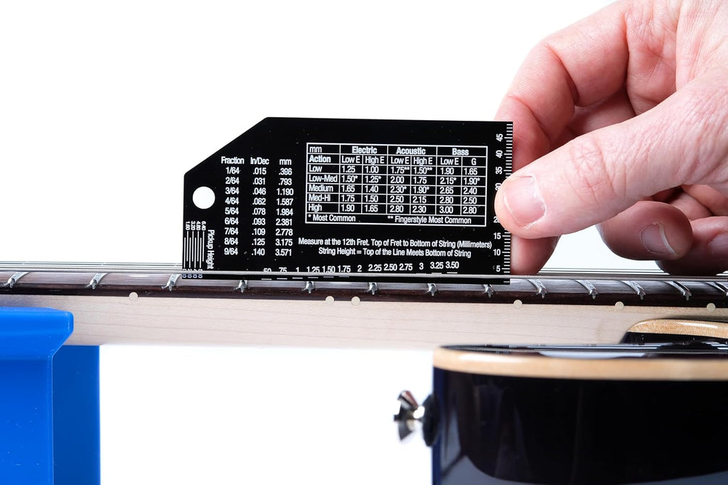 MusicNomad Truss Rod Gauge & String Action Gauge Combo Bundle (MN614) | Measures Neck Relief & String Action, Stainless Steel, Fret Rocker & Pickup Ruler Included