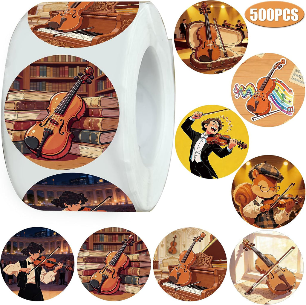 500PCS Violins Stickers Party Favors Music Sticker Party Supplies Decorations Violin Performance Musician Birthday Gfits Champion Prize
