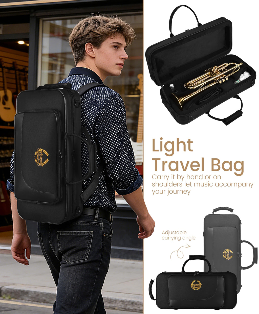 Leo Jaymz Bb Trumpet for Beginners, Brass Student Trumpet Kit with Case, 7C Mouthpiece, Cleaning Kit, Standard B Flat Instrument,Nickel