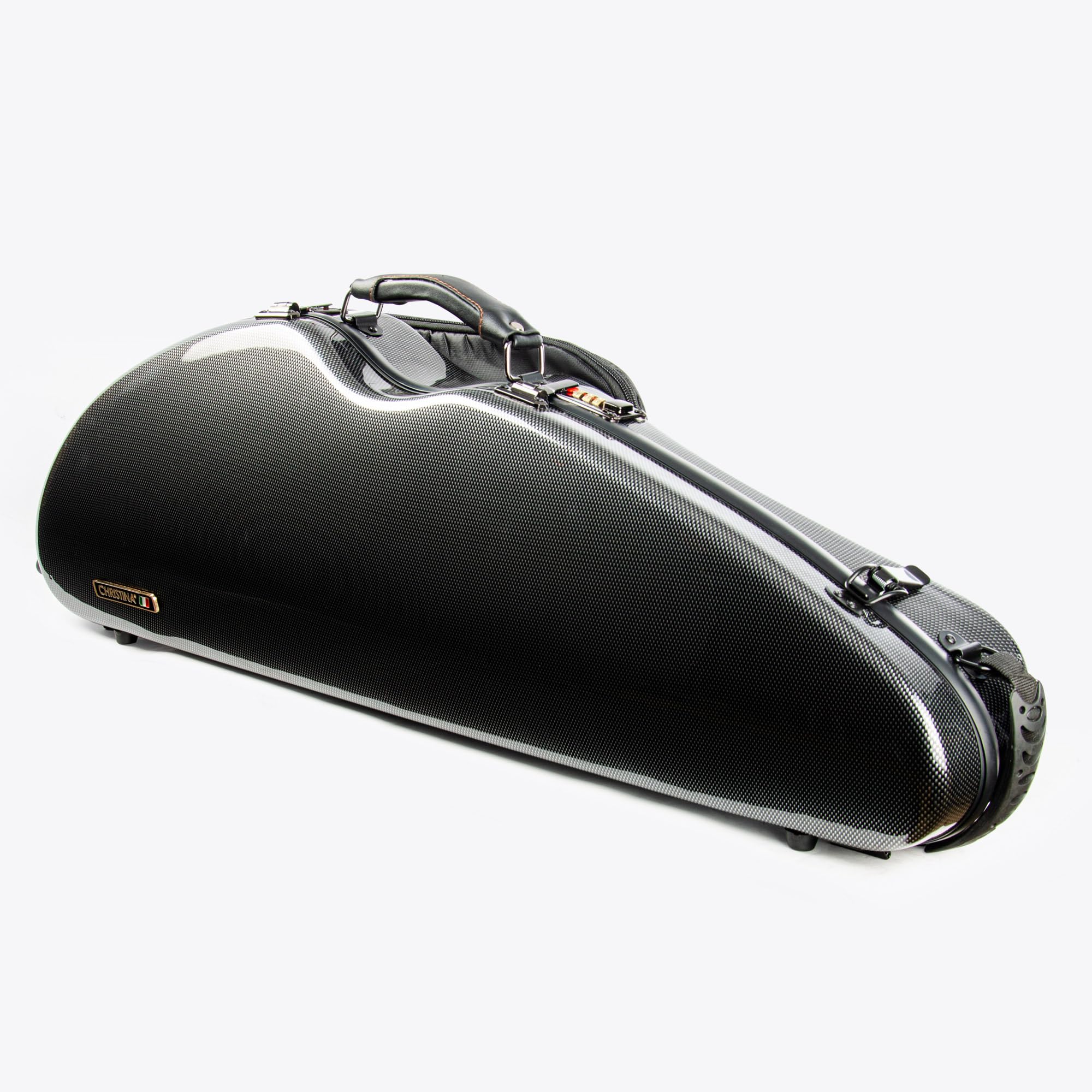 4/4 Full Size Violin case High-Strength Carbon Fiber Half Round Violin Music Bag With Combination Lock and Extra Bag Black Violin Hard Case (VB-Semicircle-BlackDot spot)