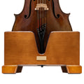 MI&VI Classic Wooden Cello Box Stand 4/4 Full Size - Burgundy Red Velvet Plush Cushion Wood Cello Stand with Bow Storage Holder Slot Included