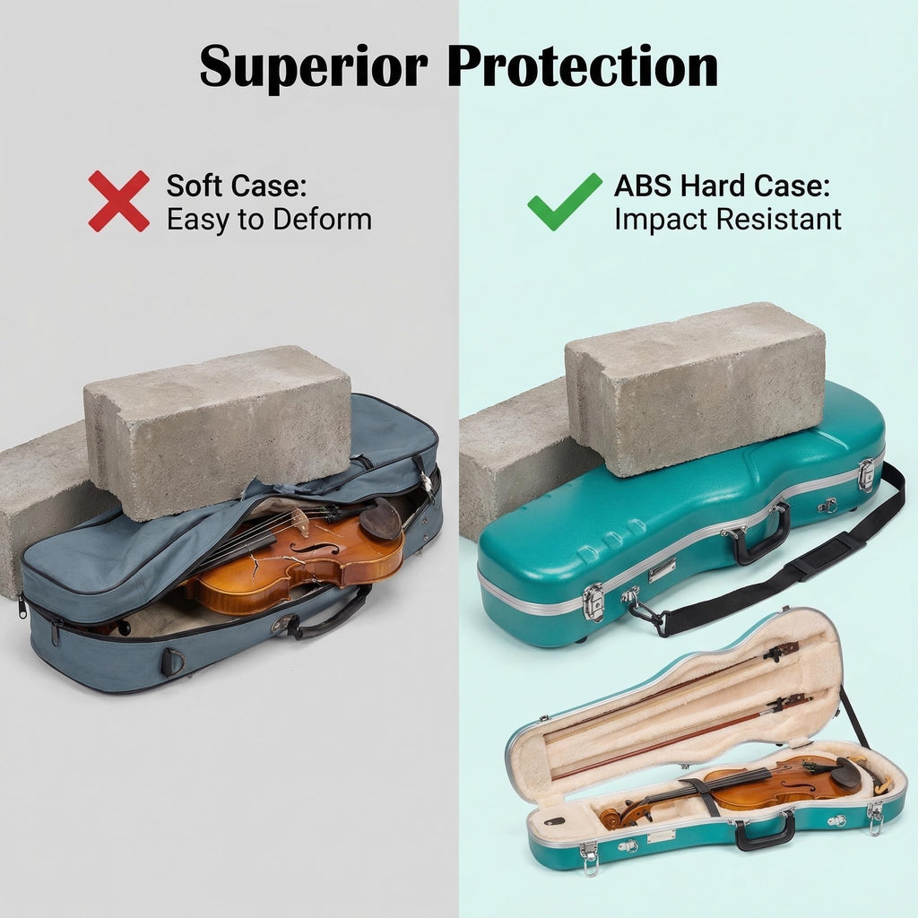 Crossrock Shaped Violin Case for 4/4 Full-Size Violin | Interior Accessory Compartment, 2 Bow Holders, Security Lock, Detachable Shoulder Straps - Black (CRA880VFBK)